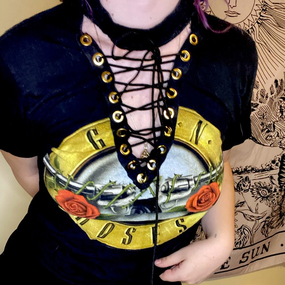lace up guns and roses tee - Picture 1 of 2